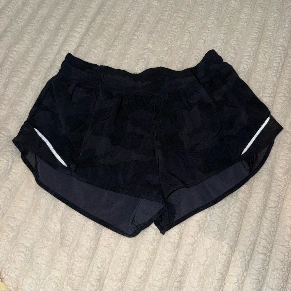 lululemon athletica Black Athletic Running Shorts with Reflective Trim